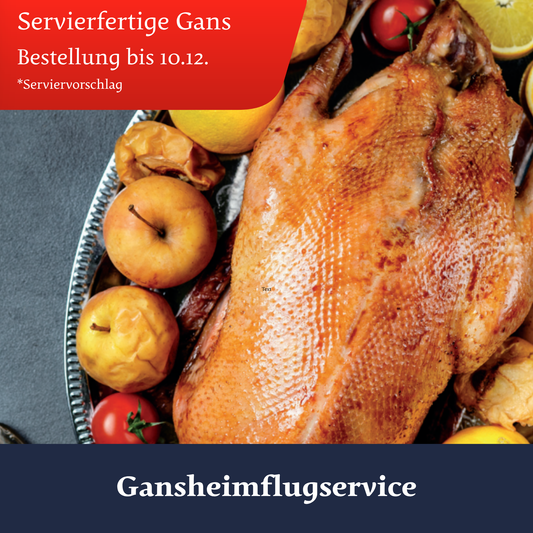 Ganze Gans – servierfertig & heiß (4 Portionen)(inkl. Pfand)